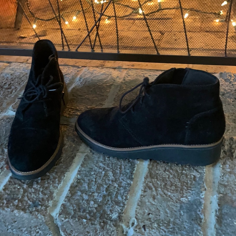 Like New Clark side zip booties. Very comfortable, slight wedge